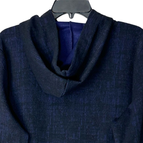 J JASON WU Stretch Purple Black Knit Plaid Hoodie Sweatshirt Top size L - Picture 10 of 12